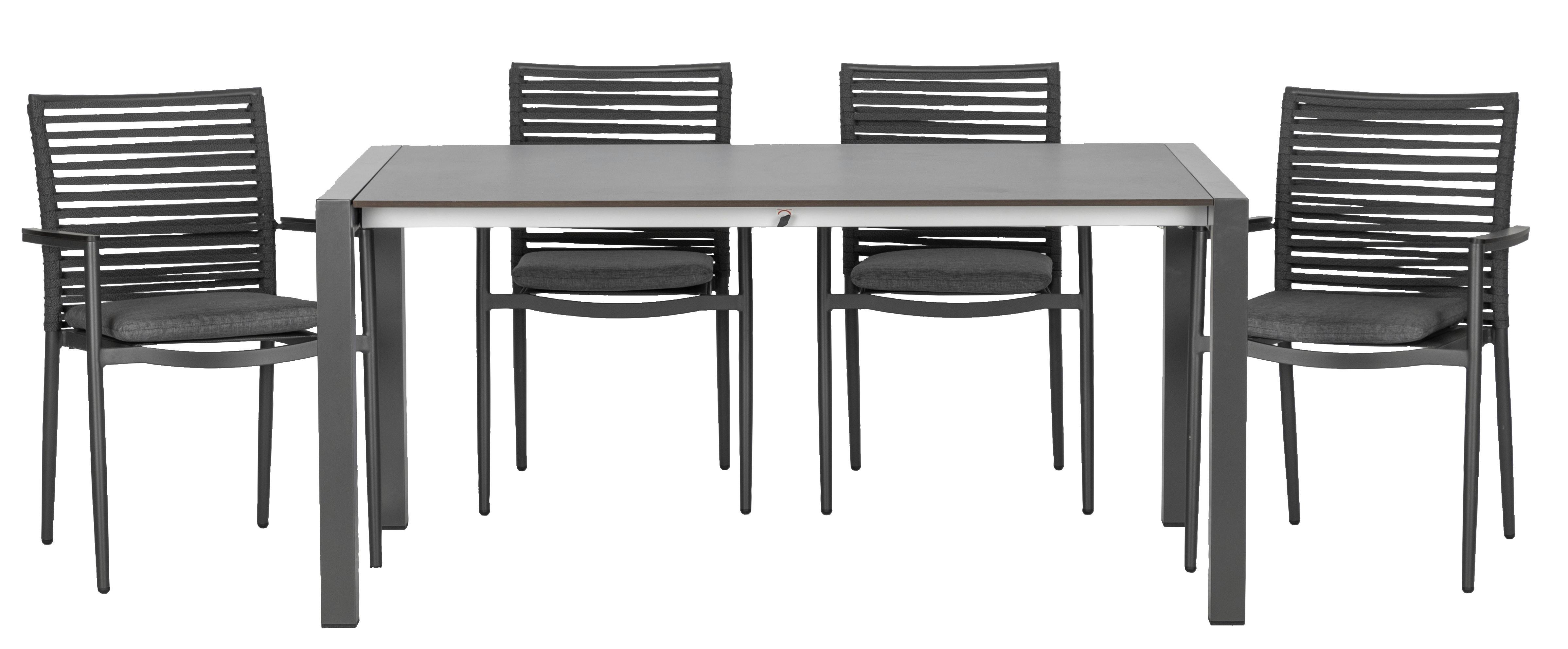 Wohnli Möbelsuche - Gartenset 5-tlg. Metall/Textil /Kunststoff/Holzwerkstoff