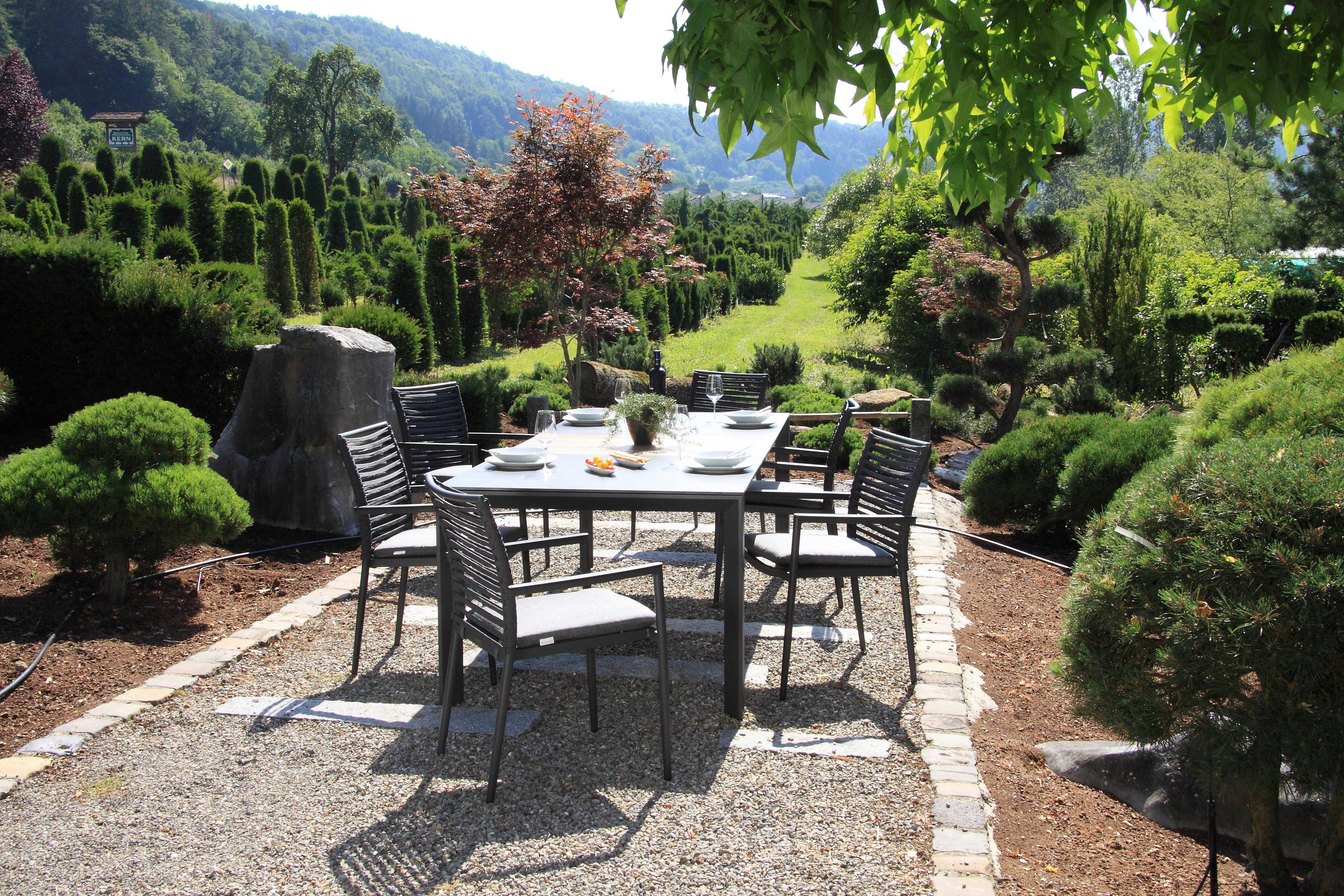 Wohnli Möbelsuche - Gartenset 5-tlg. Metall/Glas/ Textil/Kunststof/Holzwerkstoff