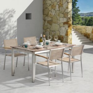Gartengarnitur 5-tlg. Skye Metall/Textil Metall, Textil, Holzwerkstoff Gardenson Garten & Outdoor > Gartenmöbel > Gartenmöbel-Sets Braun