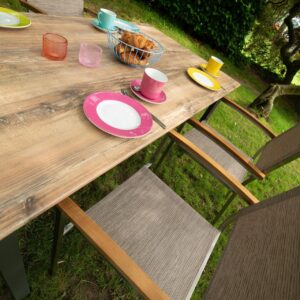 Gartengarnitur 5-tlg. Skye Alu/Teakholz Metall, Textil, Holzwerkstoff Gardenson Garten & Outdoor > Gartenmöbel > Gartenmöbel-Sets Anthrazit
