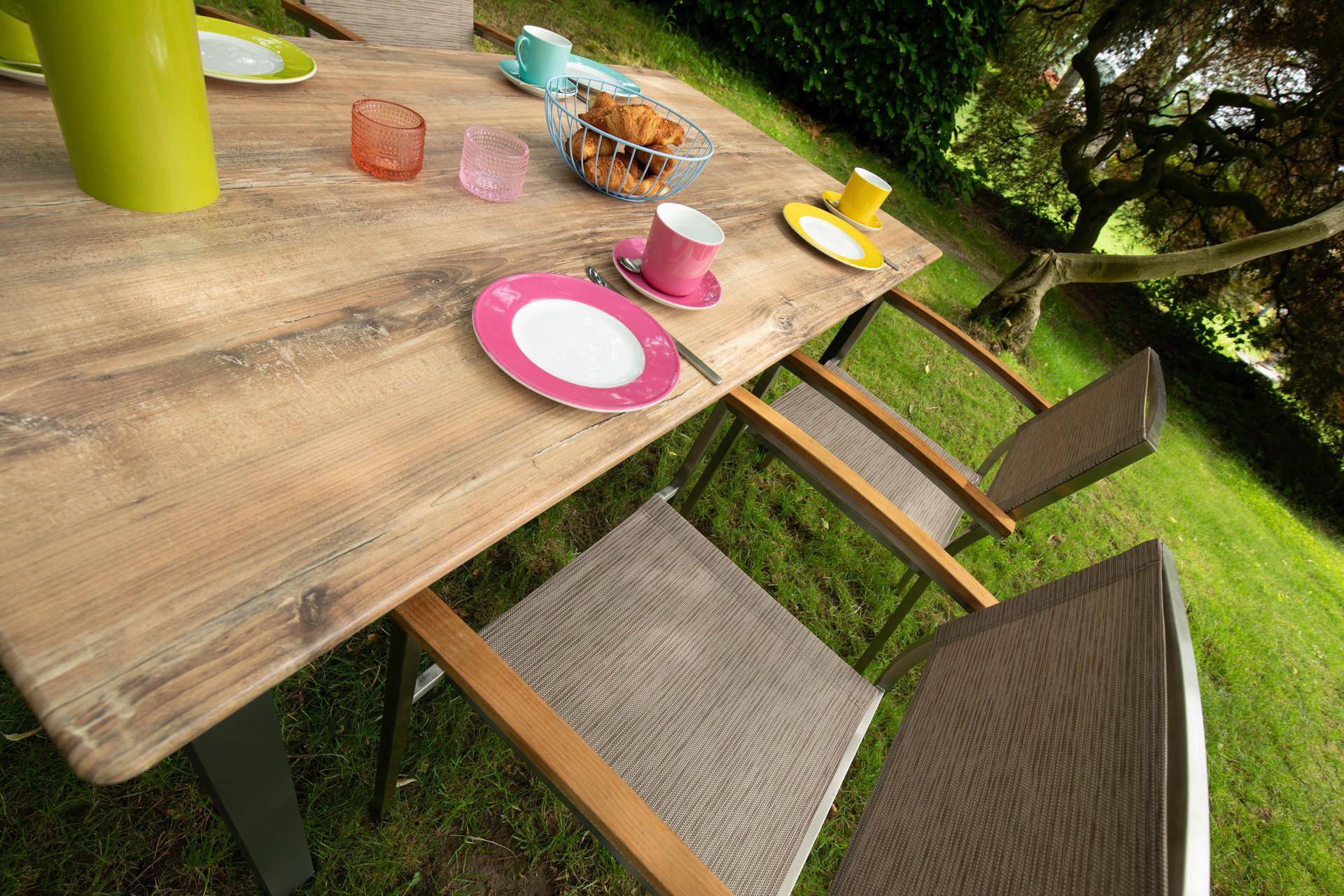 Gartengarnitur 5-tlg. Skye Alu/Teakholz Metall, Textil, Holzwerkstoff Gardenson Garten & Outdoor > Gartenmöbel > Gartenmöbel-Sets Anthrazit