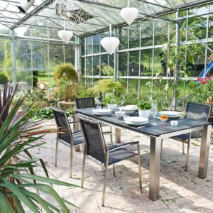 Gartengarnitur Auris ca. 200x100 cm Edelstahl Metall, Kunststoff, Keramik Acamp Garten & Outdoor > Gartenmöbel > Gartenmöbel-Sets Grau