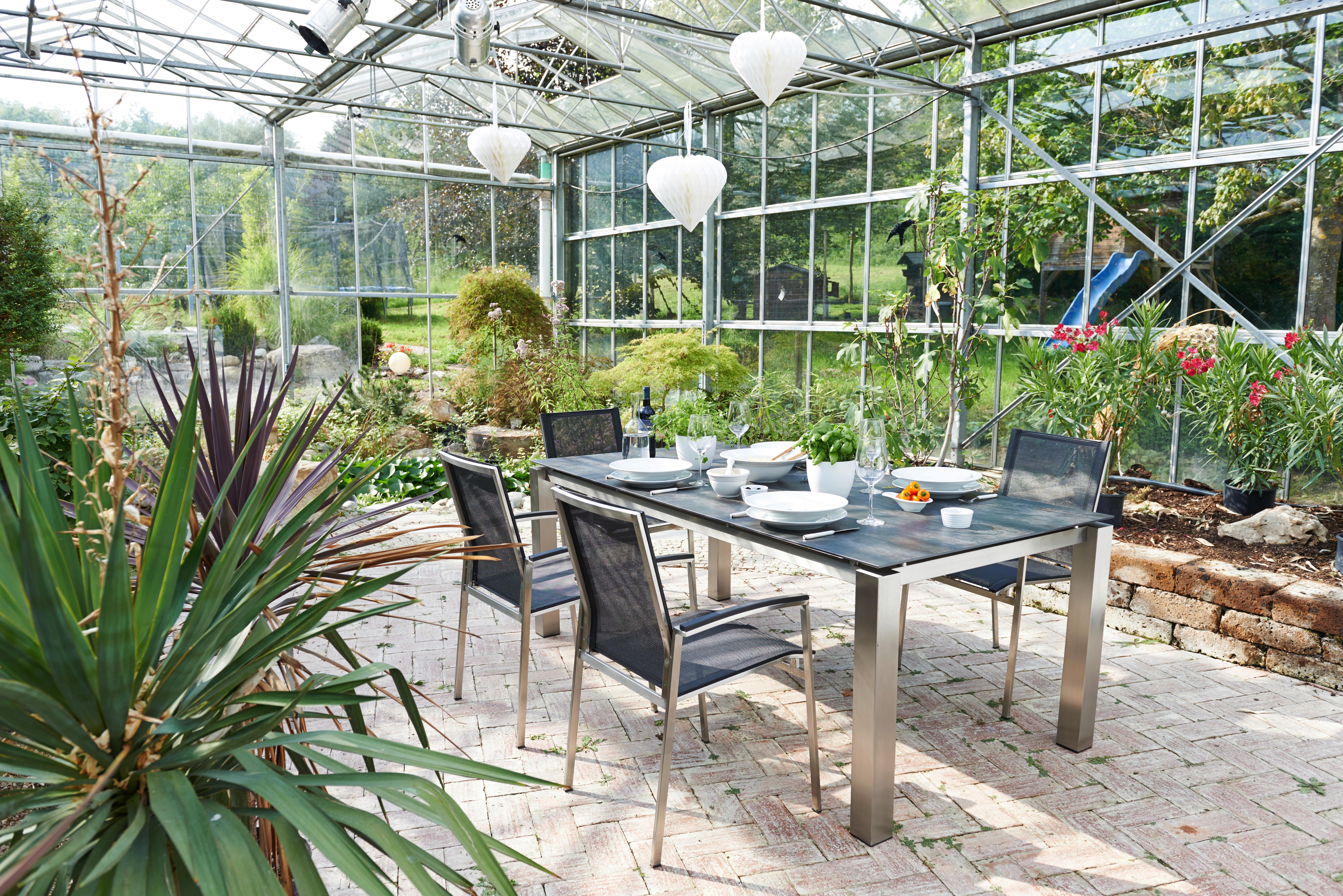 Gartengarnitur Auris ca. 200x100 cm Edelstahl Metall, Kunststoff, Keramik Acamp Garten & Outdoor > Gartenmöbel > Gartenmöbel-Sets Grau
