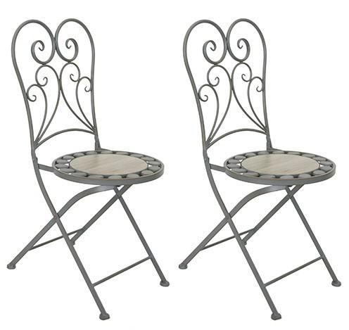Wohnli Möbelsuche - Gartenklappstuhl-Set 2er- Set Provence Grau