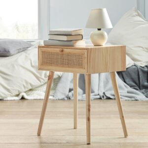 wohnli-moebel-suche-008103018601-1 Nachtkästchen aus Rattan/Esche Holzwerkstoff Möbel > Kommoden & Schubladenschränke > Nachttische Braun