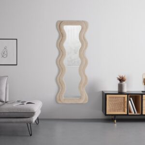 Wandspiegel Suki Rahmen Kunstfell Taupe Textil, Holzwerkstoff Premium Living Spiegel > Wandspiegel Taupe