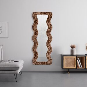 wohnli-moebel-suche-008103023803-1 Spiegel Suki Kunstfell Leopard ca.60x160cm Glas, Textil, Holzwerkstoff Premium Living Spiegel > Wandspiegel Braun