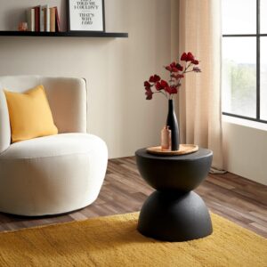 Beistelltisch/Sitzhocker Tondo Schwarz  Premium Living Möbel > Tische > Beistelltische > Beistelltische rund Schwarz