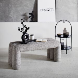 Sitzbank Nala Grau Metall, Textil, Holzwerkstoff Premium Living Möbel > Bänke > Sitzbänke Grau