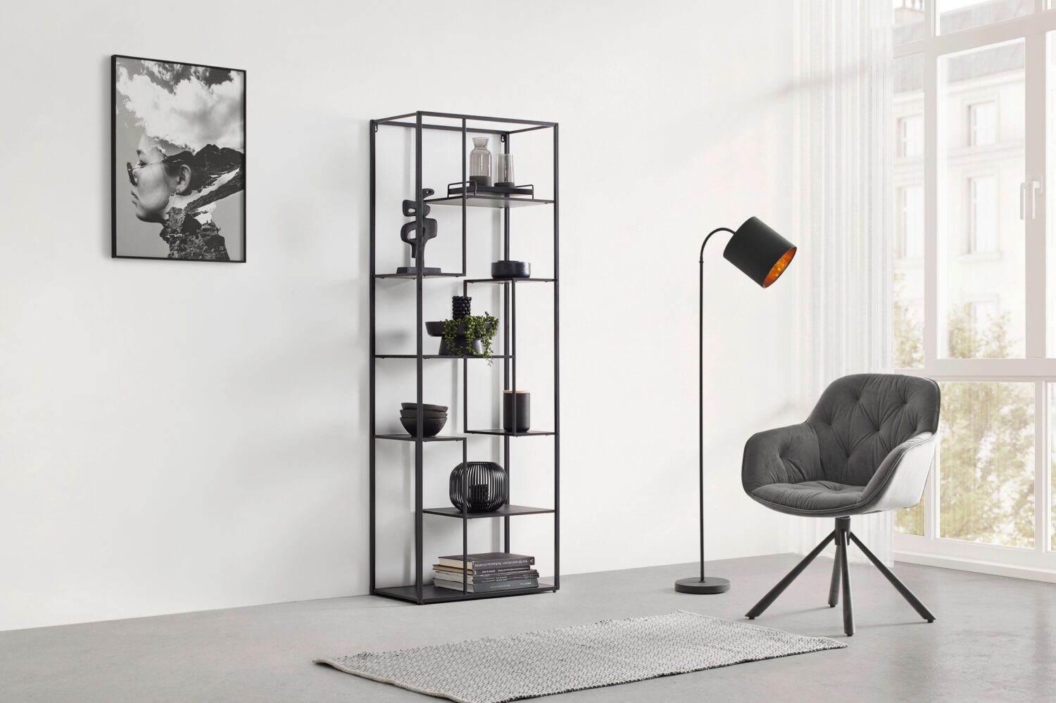 Regal Matea II Schwarz Metall Mömax Wohnzimmermöbel Schwarz