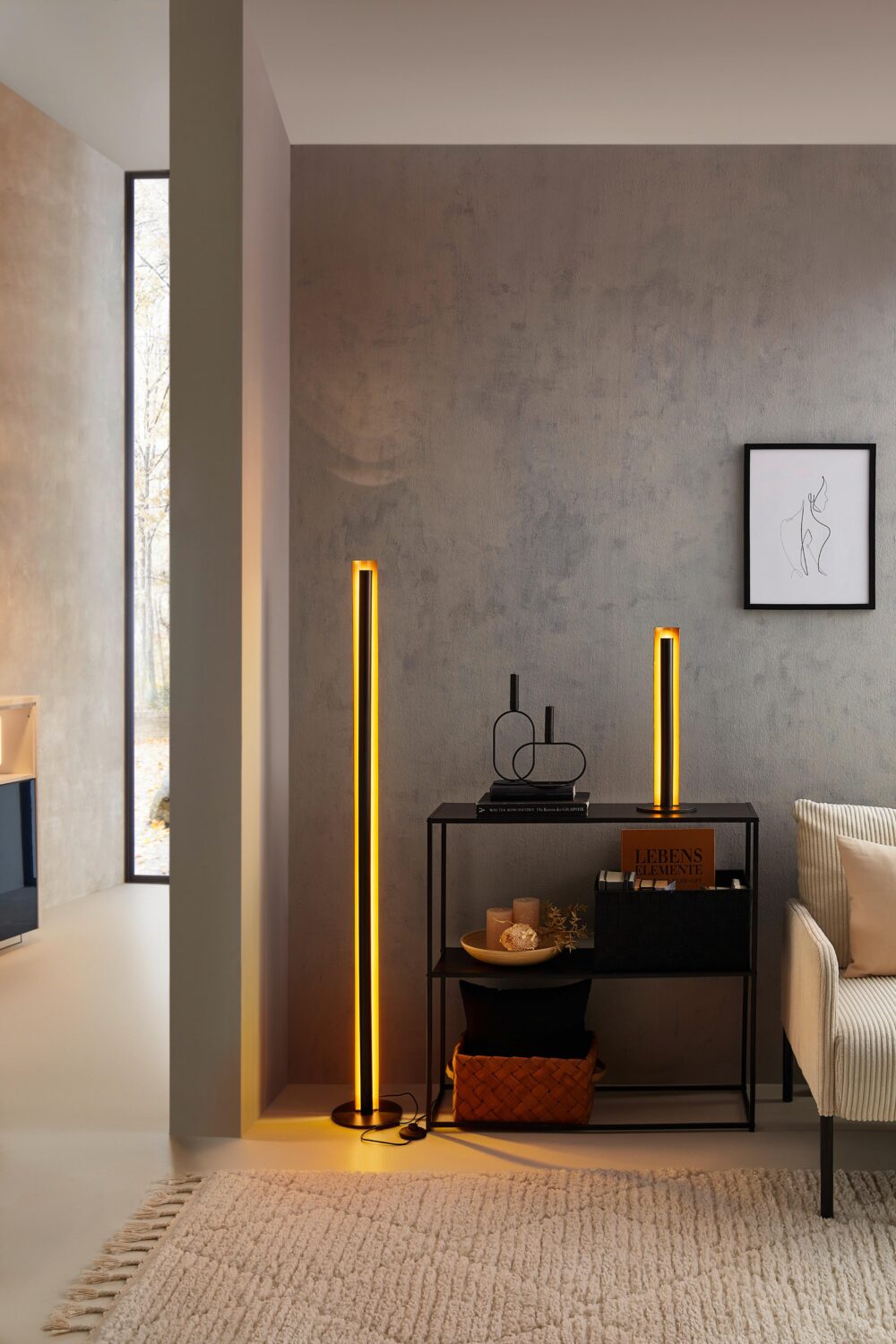 LED-Stehleuchte Gumo in Schwarz/Gold max. 24 Watt Metall Mömax Lampen & Leuchten > LED-Leuchten > LED-Stehlampen Schwarz