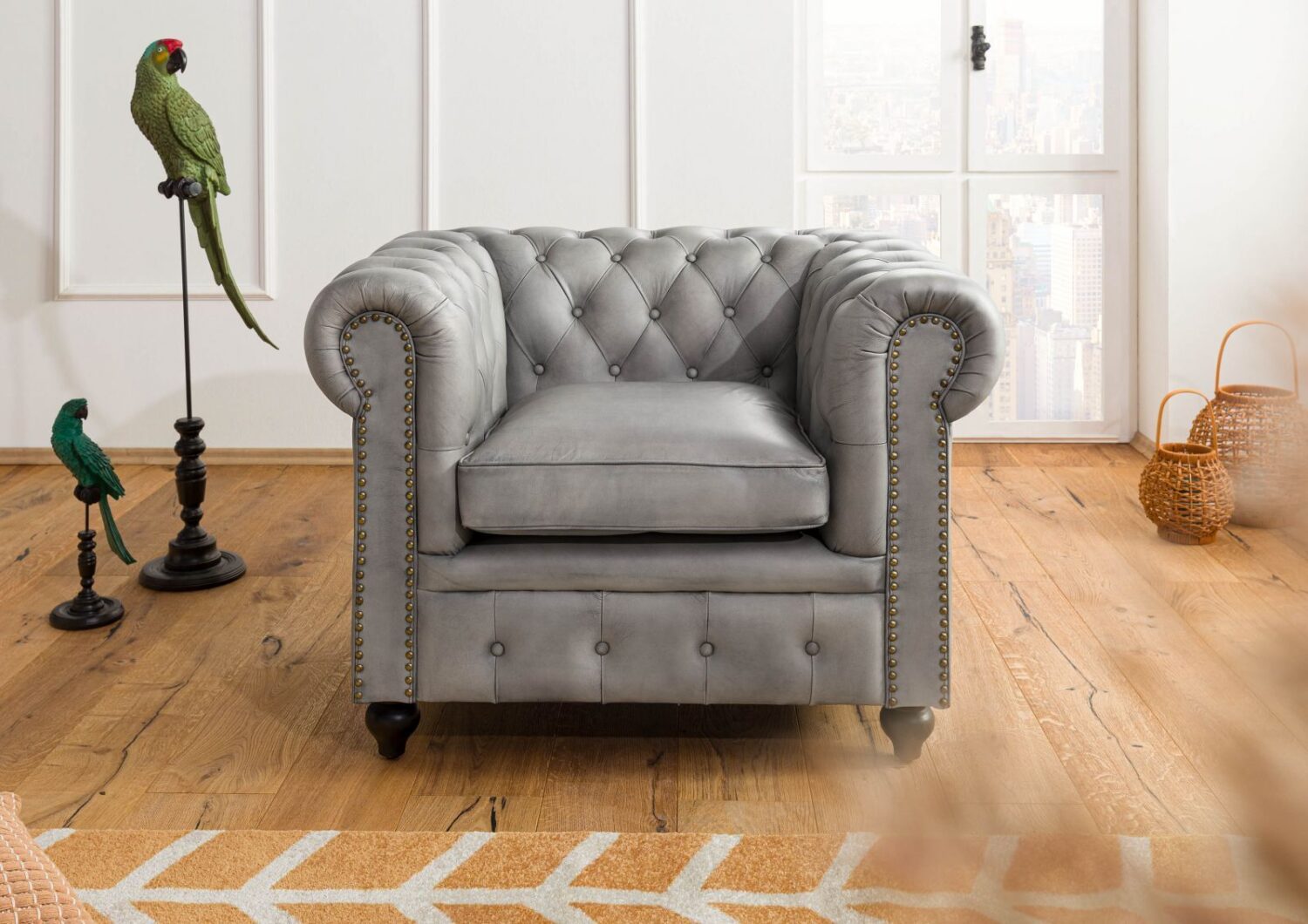 wohnli-moebel-suche-09-920-890-2020 Wohnli Möbelsuche - Sessel Echtleder 105x82x75 grau CHESTERFIELD #202