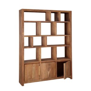 Regal mit 3 Türen aus massivem Sheeshamholz 150x200x35cm Holz Braun Maisons du Monde Möbel Wohnzimmermöbel Regale
