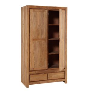 Kleiderschrank aus massivem Sheeshamholz 110x200x55cm Holz Braun Maisons du Monde Möbel Schlafzimmermöbel Schränke