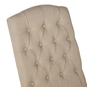 Gepolsterter Stuhl aus Leinen und Esche 50x110x61cm Holz Beige Maisons du Monde Möbel Esszimmermöbel Stühle