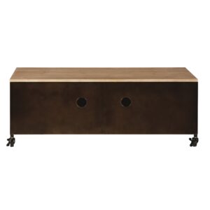 Roll-TV-Lowboard im Industrial-Stil 2 Türen aus Metall und Tanne 115x42x40cm Metall Schwarz Maisons du Monde Möbel Wohnzimmermöbel TV-Möbel