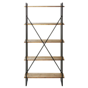 Regal im Industrial-Stil aus anthrazitgrauem Metall und Tannenholz 85x180x40cm Holz Grau Maisons du Monde Möbel Wohnzimmermöbel Regale