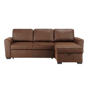 Wohnli Möbelsuche - 3/4-Sitzer-Ecksofa mit Schlaffunktion aus Microsuede
