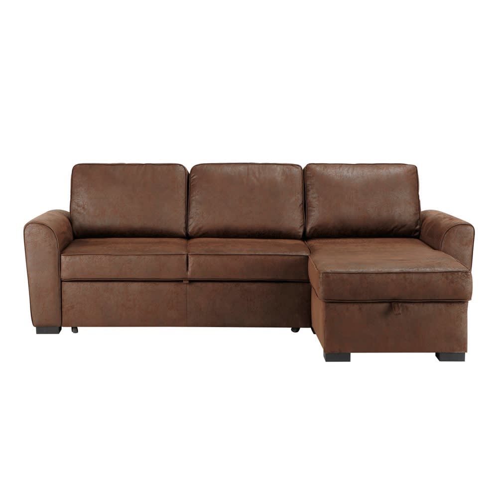 Wohnli Möbelsuche - 3/4-Sitzer-Ecksofa mit Schlaffunktion aus Microsuede