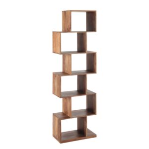 Asymmetrisches Regal 6 Fächern aus massivem Sheeshamholz 55x178x30cm Holz Braun Maisons du Monde Möbel Wohnzimmermöbel Regale