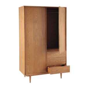 wohnli-moebel-suche-146905-1 Vintage-Kleiderschrank mit 2 Türen und 3 Schubladen, 120 120x195x55cm Massivholz Braun Maisons du Monde Möbel Schlafzimmermöbel Schränke