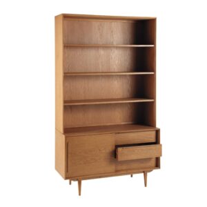 wohnli-moebel-suche-147412-1 Vintage Bücherregal aus Eiche mit 3 Schubladen und 1 Tür 120x205x45cm Holz Braun Maisons du Monde Möbel Wohnzimmermöbel Bücherregale