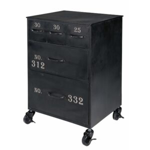 Beistelltisch mit 5Schubladen aus schwarzem Metall 46.5x58.5x37cm Metall Schwarz Maisons du Monde Möbel Wohnzimmermöbel Beistelltische