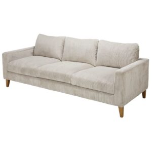 4-Sitzer-Sofa aus geripptem hellgrauem Samt 235x82x96cm Polyester Grau Maisons du Monde Sofas und Sessel Sofas 2-Sitzer-Sofas & 3-Sitzer-Sofas