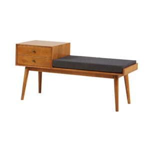 wohnli-moebel-suche-165946-1 Flurbank im Vintage-Stil mit 2 Schubladen aus Mangoholz L120 120x59x42cm Holz Braun Maisons du Monde Möbel Flurmöbel Dielenbänke