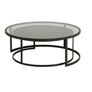 wohnli-moebel-suche-166357-1 Schachteltische aus Sicherheitsglas und schwarzem Metall 110x42x110cm Metall Schwarz Maisons du Monde Möbel Wohnzimmermöbel Couchtische