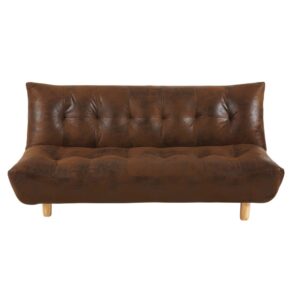 Wohnli Möbelsuche - Gestepptes 3-Sitzer-Sofa Clic-Clac mit braunem Microsuede-Bezug