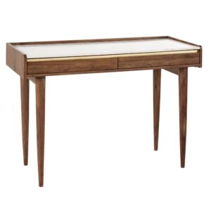 wohnli-moebel-suche-175812-1 Schreibtisch aus massivem Akazienholz und weißem Marmor 88x77x45cm Massivholz Braun Maisons du Monde Möbel Büromöbel Schreibtische