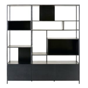 wohnli-moebel-suche-175865 Wohnli Möbelsuche - Schwarzes Metall-Bücherregal mit drei Türen
