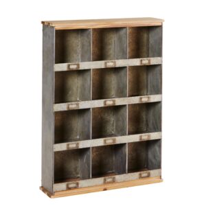 Regal mit 12 Ablagefächern aus Tannenholz und Metall 66x92x17cm Metall Grau Maisons du Monde Möbel Wohnzimmermöbel Regale