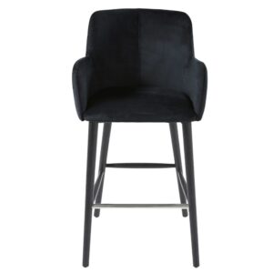 Vintage Gastronomie-Barstuhl mit schwarzem Samtbezug H. 110 57x109.5x60cm PVC und Synthetik Schwarz Maisons du Monde Möbel Esszimmermöbel Barhocker