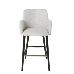 Vintage-Barstuhl professionell mit hellgrau Samtbezug H. 110 57x109.5x60cm PVC und Synthetik Grau Maisons du Monde Möbel Esszimmermöbel Barhocker