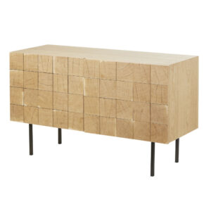 wohnli-moebel-suche-187069-1 Sideboard mit 2 Türen in Eichenfurnier im Schachbrettmuster, 125 cm 125x75x45cm Spanplatte Beige Maisons du Monde Möbel Esszimmermöbel Sideboards, Highboards & niedrige Anrichten