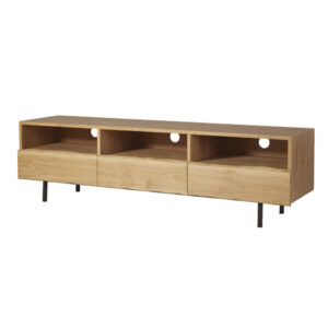 TV-Möbel mit 3 Schubladen aus massivem Eichenholz 160x45x40cm Holz Beige Maisons du Monde Möbel Wohnzimmermöbel TV-Möbel