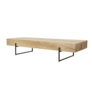 Couchtisch aus Massiveiche und schwarzem Metall 148 cm 148x30x52.2cm Holz Beige Maisons du Monde Möbel Wohnzimmermöbel Couchtische
