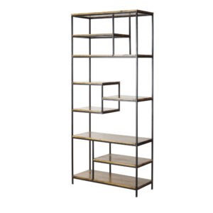 Regal im Industrial-Stil aus mattschwarzem Metall und Mangoholz 85x193x35cm Metall Schwarz Maisons du Monde Möbel Wohnzimmermöbel Regale