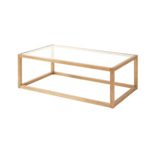 Couchtisch aus Massiveiche und Glas 100 cm 100x35x60cm Holz Beige Maisons du Monde Möbel Wohnzimmermöbel Couchtische