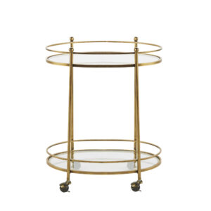 wohnli-moebel-suche-188981-1 Teewagen aus messingfarbenem Metall in Antikoptik mit Glasplatte mit Rollen 63x77x38cm Schmiedeeisen Gold Maisons du Monde Möbel Küchenmöbel Kücheninseln & Servierwägen