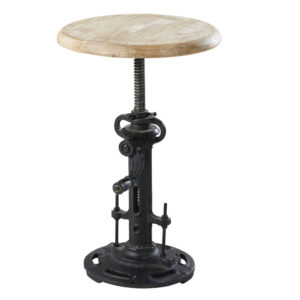 Verstellbarer Hocker aus Mangoholz und schwarzem Metall 35x47x35cm Metall Schwarz Maisons du Monde Möbel Wohnzimmermöbel Hocker