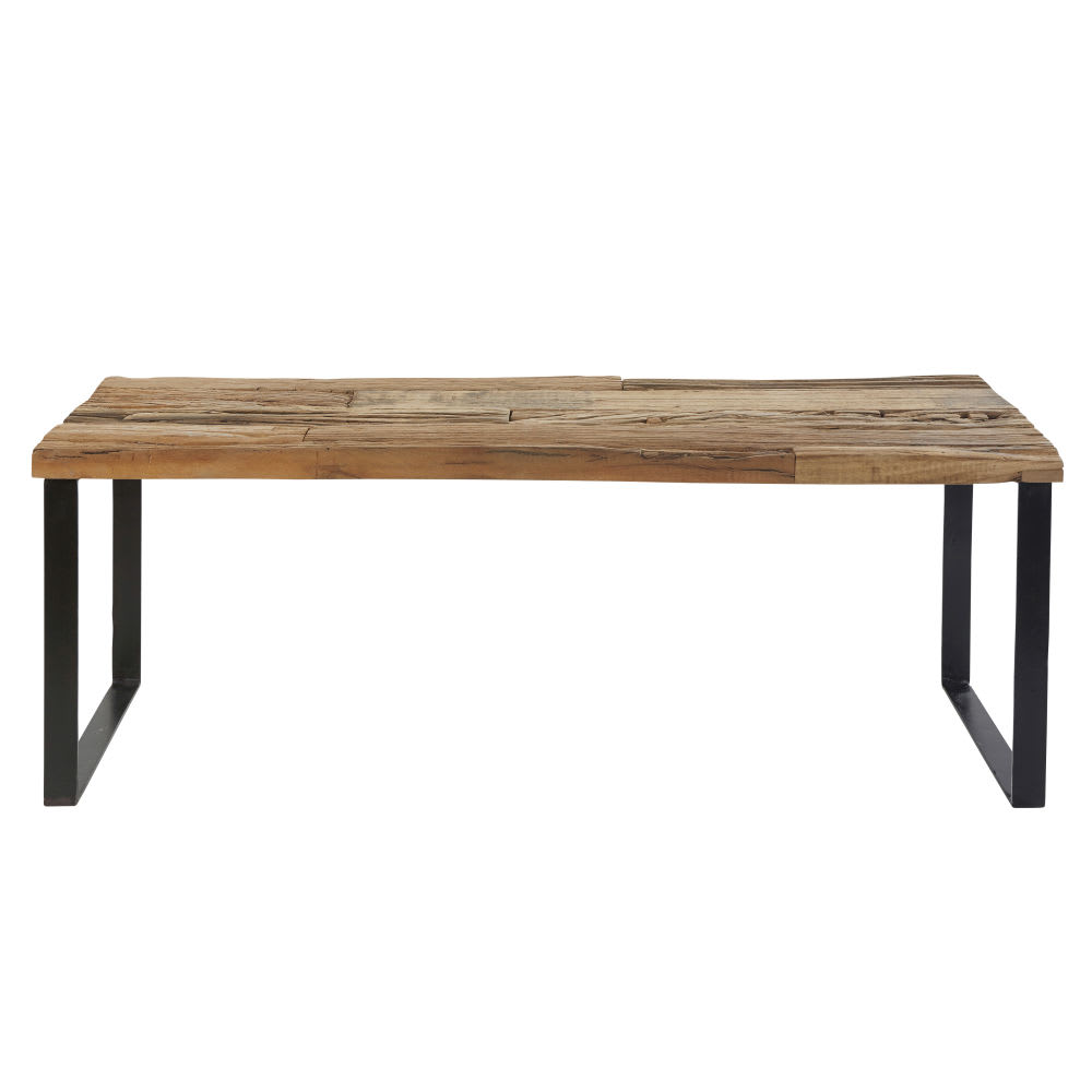 Wohnli Möbelsuche - Bank aus Recyclingholz und schwarzem Metall