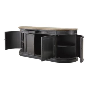 Buffet mit 4 Türen und 2 Schubladen und aus schwarzem Recycling-Kiefernholz 190x88x45cm Holz Schwarz Maisons du Monde Möbel Esszimmermöbel Sideboards, Highboards & niedrige Anrichten