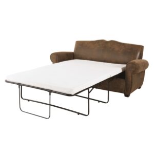 Ausziehbares 2-Sitzer-Sofa mit braunem Suedine-Bezug 175x86x84cm Wildlederimitat Braun Maisons du Monde Sofas und Sessel Sofas Schlafsofas