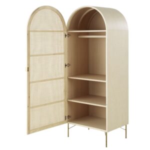 Schrank mit 1 Tür aus Rattangeflecht 70x183x50cm Rohrgeflecht Beige Maisons du Monde Möbel Schlafzimmermöbel Schränke