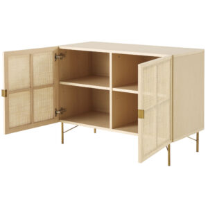 Buffet mit 2 Türen Rattangeflecht 100x70x45cm Rohrgeflecht Beige Maisons du Monde Möbel Esszimmermöbel Sideboards, Highboards & niedrige Anrichten