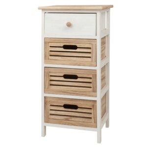 Kleines Aufbewahrungsmöbel mit 4 Schubladen aus Paulownienholz 35x73x29cm Holz Beige Maisons du Monde Möbel Wohnzimmermöbel Aufbewahrungsmöbel