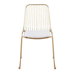 Stuhl aus goldfarbenem Stahl und weißem Kissen 53.2x85.3x57.5cm Metall Gold Maisons du Monde Möbel Esszimmermöbel Stühle